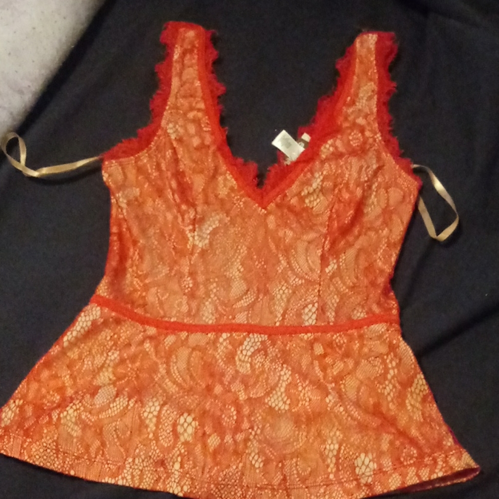 Lace see through back top